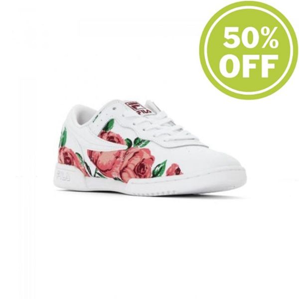 Tênis Fila Mulher Branco/Floral - Fila Original Fitness Embroidery Low-Cut Portugal Lojas,ITZG-58239